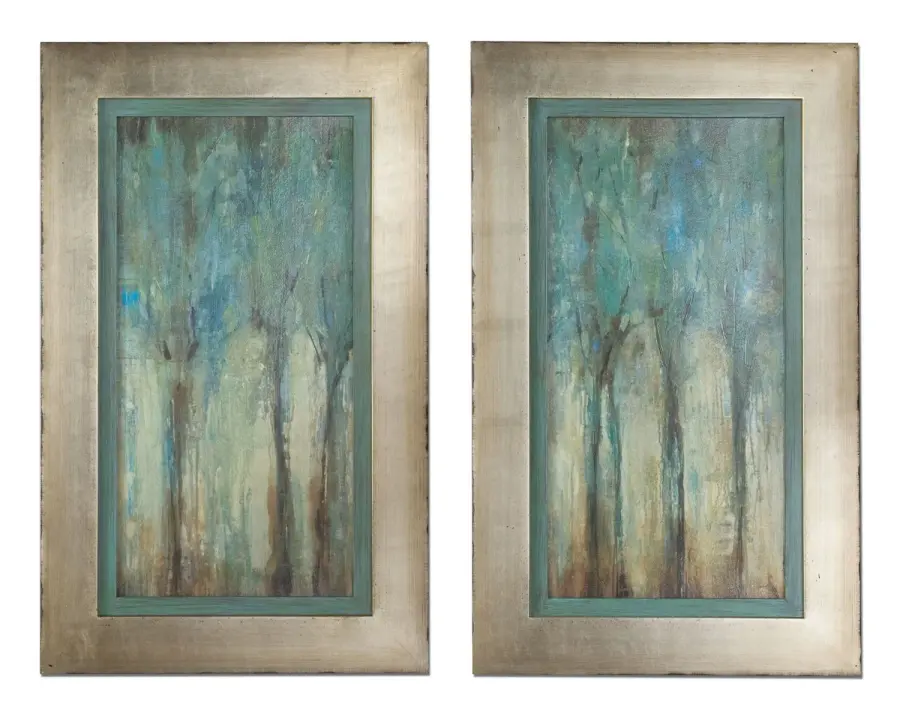 Whispering Wind Wall Art in Silver Leaf w/Heavy Champagne