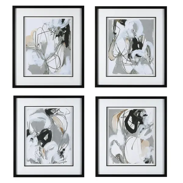 Tangled Threads Framed Prints in Black (Set of 2)