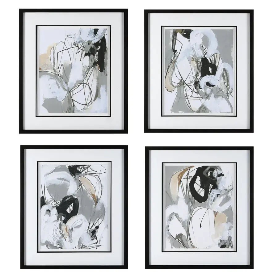 Tangled Threads Framed Prints in Black (Set of 2)