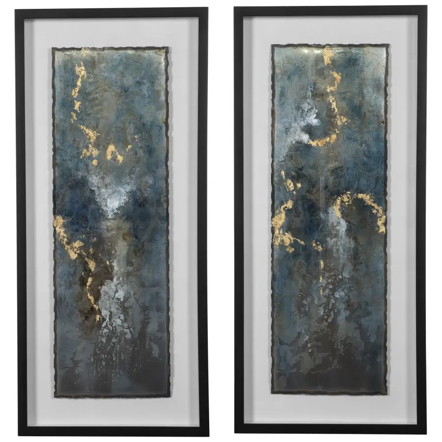 Uttermost Glimmering Agate Abstract Wall Art in Black Frame
