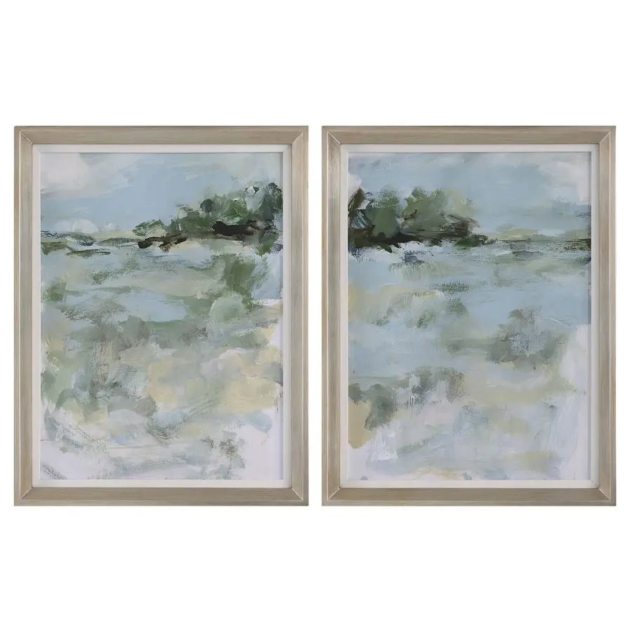 Far Away View Framed Prints, Set of 2 in Champagne Silver