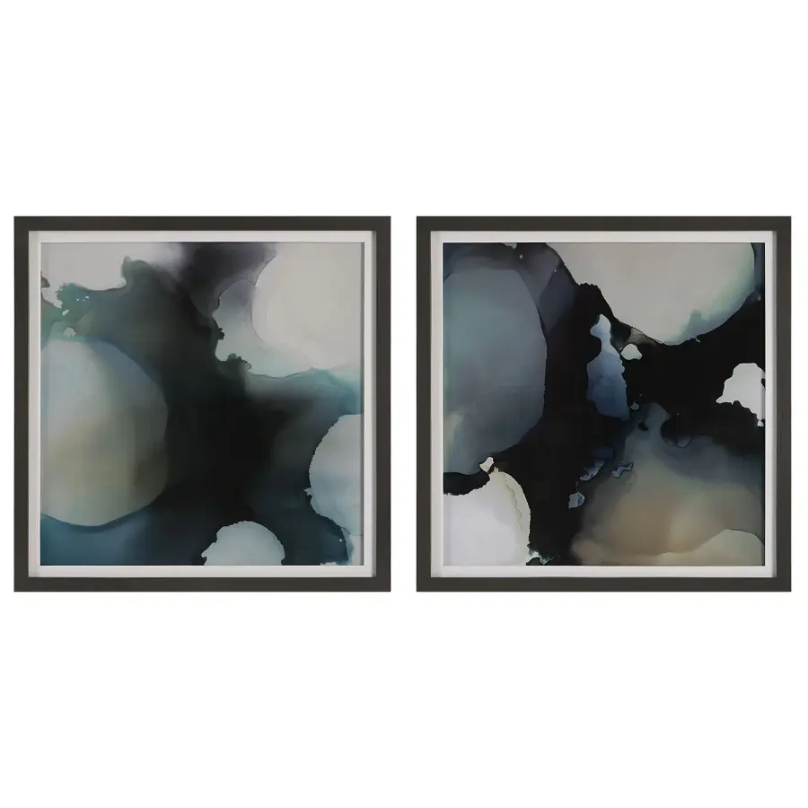 Telescopic Framed Prints, Set of 2 in Dark Gray Gunmetal