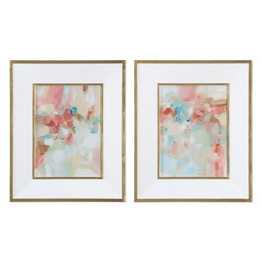A Touch Of Blush And Rosewood Fences Wall Art in Gold Leaf