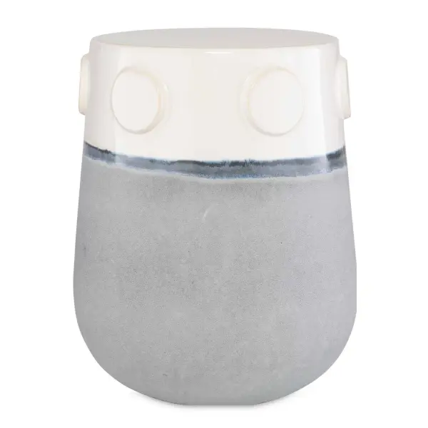 Showcasing A Casual Look, This Ceramic Garden Stool Features An Off-white Finish Top And A Complimentary Blue Gray Glaze Bottom. May Be Used Outdoors, But Protection From Freezing Temperatures Is Recommended. Collection: Mulvane Designer: Matthew Williams Finish: Off-white Width: 14.25" Height: 17.38" Length: 14.25" Weight: 24.31 lb Material: Ceramic Country of Origin: Vietnam Safety Rating: Indoor/Outdoor
