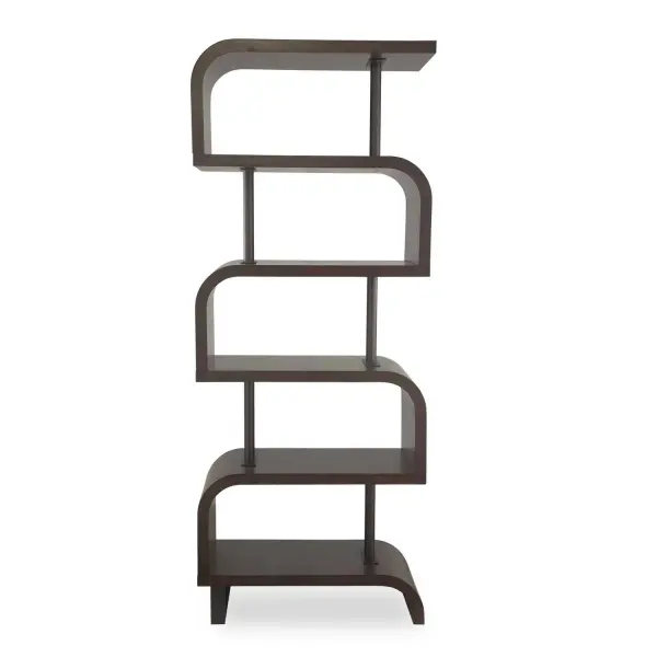 This Symmetrical Etagere Creates A Bold Contrast That Enhances Its Contemporary Style. It Features Mahogany Veneer Shelves In A Chocolate Finish, Complemented By Bronze Posts. Collection: Bia Designer: Matthew Williams Finish: Bronze Width: 32.00" Height: 80.00" Length: 16.00" Weight: 99.90 lb Material: Mdf Veneer Mahogani With Metal Post And Leg Country of Origin: Indonesia Safety Rating: Indoor Only