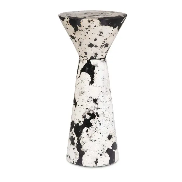 This Drink Table Features A Striking Hourglass Silhouette, Crafted From Limestone Filled With Black Resin Creating A Beautiful Veining Effect. The Natural Variations In The Stone Create A One-of-a-kind Look, Making It A Perfect Addition To Both Modern And Contemporary Spaces. Suitable For Both Indoor And Outdoor Use. Collection: Lenora Designer: Osvaldo Mendoza Finish: Black Width: 10.00" Height: 22.00" Length: 10.00" Weight: 50.70 lb Material: Lime Stone And Resin Country of Origin: Indonesia Safety Rating: Indoor/Outdoor