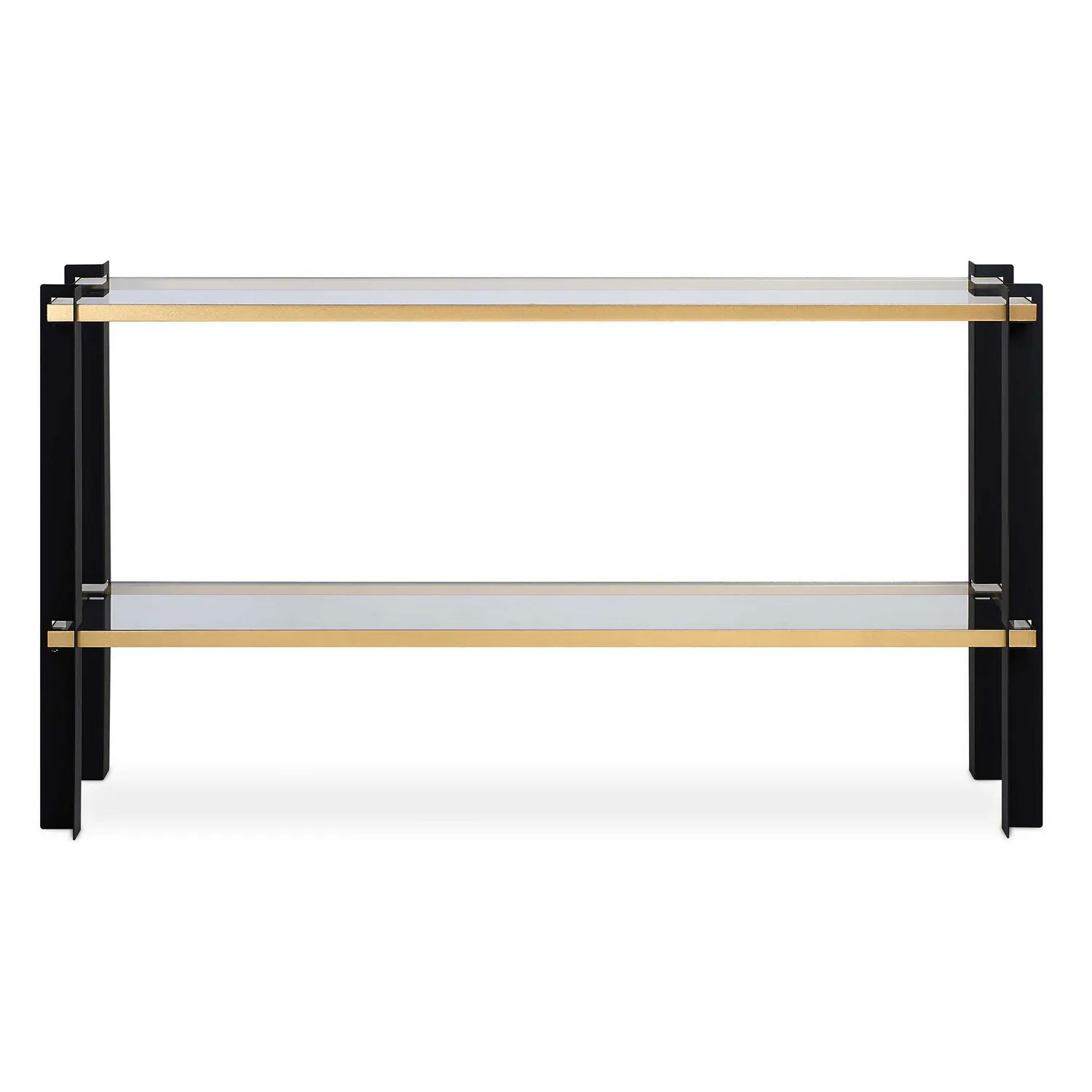 Cunene Console Table in Matte Black And Gold Leaf