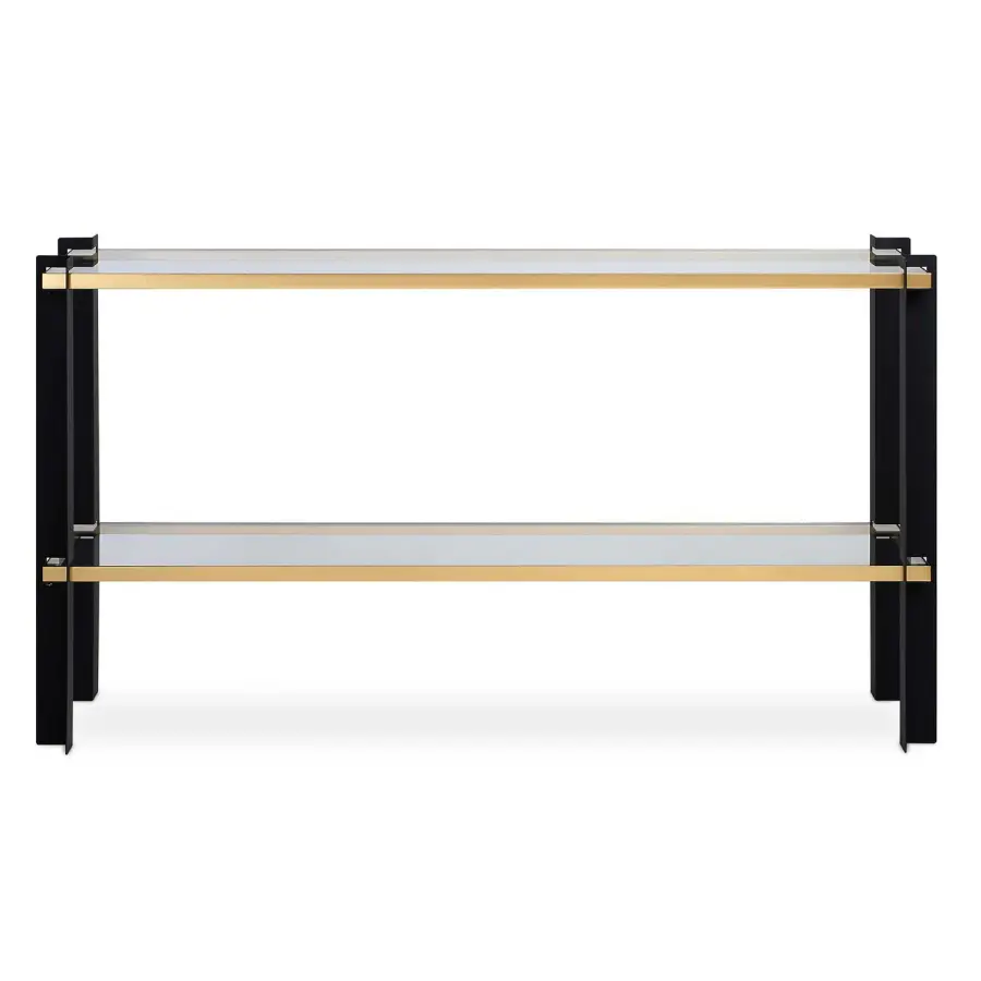 Cunene Console Table in Matte Black and Gold Leaf