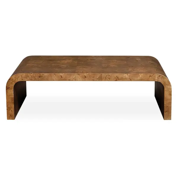This Coffee Table Features A Sleek, Seamless Curved Design, Beautifully Finished With Burl Veneer. Its Minimalist Form Accentuates The Wood's Natural Grain, Creating A Stylish And Eye-catching Centerpiece For Any Living Space. Collection: Carraway Designer: Matthew Williams Finish: Burl Veneer Width: 56.00" Height: 16.00" Length: 30.00" Weight: 101.00 lb Material: Mdf Veneer Mappa Burl And Plywood Country of Origin: Indonesia Safety Rating: Indoor Only