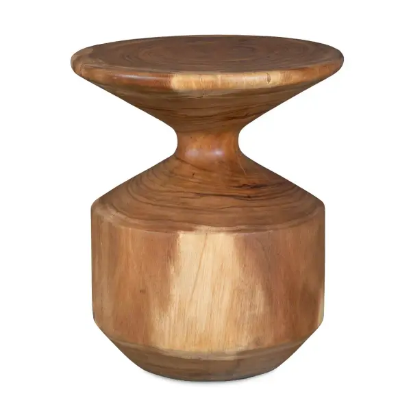 Crafted From Suar Wood, This Accent Table Showcases Unique Wood Grain Patterns And A Sculptural Hourglass Shape. It Adds A Perfect Blend Of Form And Function To Any Space. Solid Wood Will Continue To Move With Temperature And Humidity Changes, Which Can Result In Cracks And Uneven Surfaces, Adding To Its Authenticity And Character. Collection: Lynx Designer: David Frisch Finish: Suar Wood Width: 17.50" Height: 20.00" Length: 17.50" Weight: 38.00 lb Material: Suar Wood Country of Origin: Indonesia Safety Rating: Indoor Only
