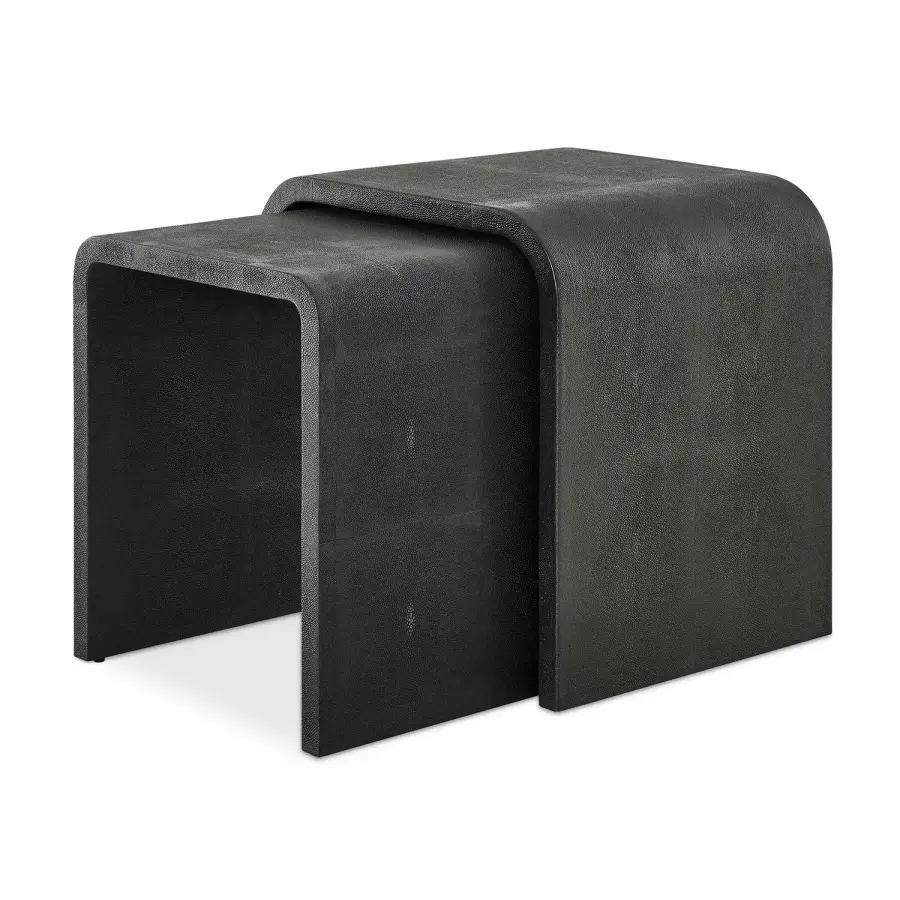 Interpose Nesting Side Table Set of 2 in Gray Faux Shagreen