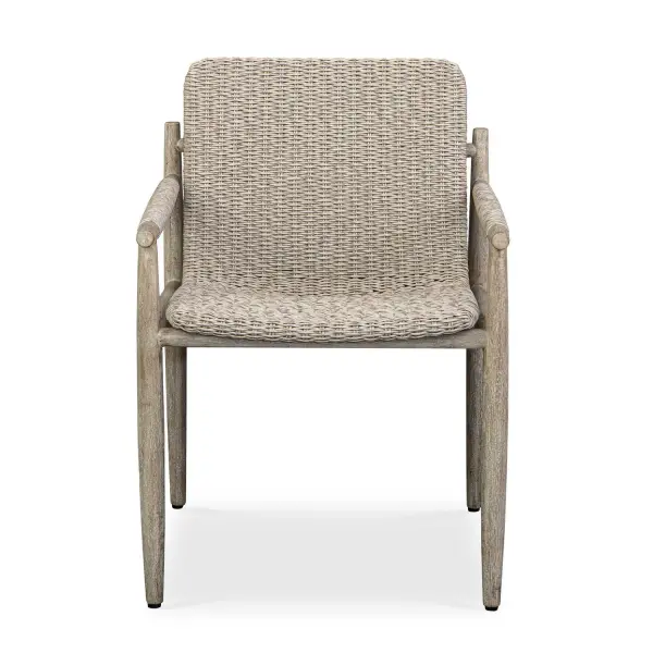 Indulge In Comfort With The Stylish Sumba Outdoor Dining Chair. The Continuous Scooped Seat In Twisted Oatmeal All-weather Wicker Offers A Relaxing Feel, Cradled By The Durable Mahogany Wood Frame Finished In Cerused Wheat, Ensuring Long-lasting Use. Collection: Sumba Designer: PIETRO MORUCCI Finish: Mahogany Wood Width: 23.50" Height: 32.50" Length: 24.00" Weight: 17.21 lb Material: Mahogani Wood And Wicker K-TWISTED CREAM GREY 3,5mm Country of Origin: Indonesia Safety Rating: Indoor/Outdoor
