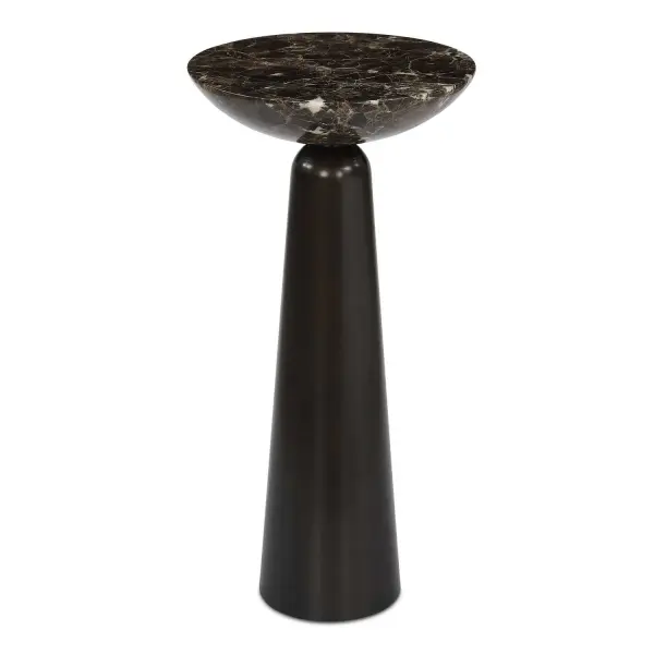 This Sophisticated Piece Features A Sleek Metal Base In Dark Bronze, Topped With A Luxurious Brown Emperador Marble Surface Showcasing Unique White And Brown Veining. True To The Nature Of Natural Materials, Each Piece Will Have Unique Marbling And Veining Throughout. Collection: Hastings Designer: David Frisch Finish: Dark Bronze Width: 11.00" Height: 22.00" Length: 11.00" Weight: 38.50 lb Material: Marble, Iron Country of Origin: Cambodia Safety Rating: Indoor Only