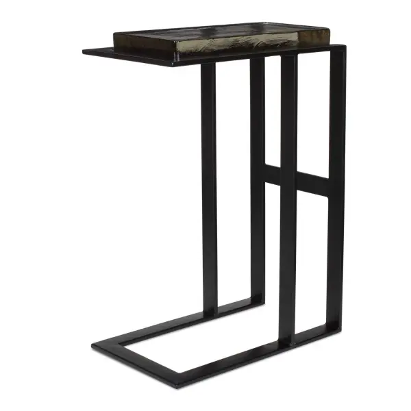 Designed For Both Style And Functionality, This Pull-up Style Table Features A Sleek Black Iron Frame And A Thick, Cast Glass Top. Collection: Soma Finish: Black Width: 18.10" Height: 25.50" Length: 11.00" Weight: 30.00 lb Material: Glass, Metal Country of Origin: India Safety Rating: Indoor Only
