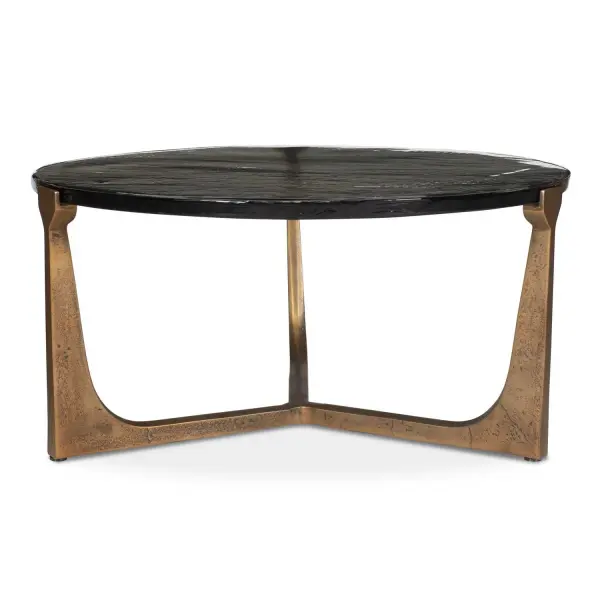 Crafted From A Combination Of Antique Brass Finished Cast Aluminum And Rich Cast Glass, This Coffee Table Showcases Exquisite Craftsmanship. The Warm Tones Of The Brass Frame Complement The Unique Texture Of The Glass Top, Creating A Truly Captivating Piece. Suitable For Both Indoor And Outdoor Use. Collection: Bohdi Finish: Brass Width: 32.00" Height: 16.00" Length: 32.00" Weight: 95.68 lb Material: Metal, Cast Glass Country of Origin: India Safety Rating: Indoor/Outdoor