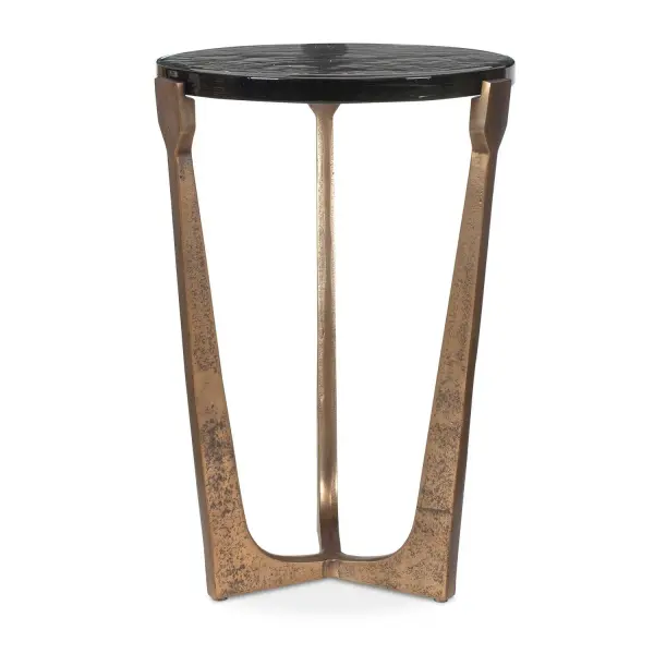 Crafted From A Combination Of Antique Brass Finished Cast Aluminum And Rich Cast Glass, This Accent Table Showcases Exquisite Craftsmanship. The Warm Tones Of The Brass Frame Complement The Unique Texture Of The Glass Top, Creating A Truly Captivating Piece. Suitable For Both Indoor And Outdoor Use. Collection: Bohdi Finish: Brass Width: 15.00" Height: 22.00" Length: 15.00" Weight: 23.37 lb Material: Metal, Glass Country of Origin: India Safety Rating: Indoor/Outdoor