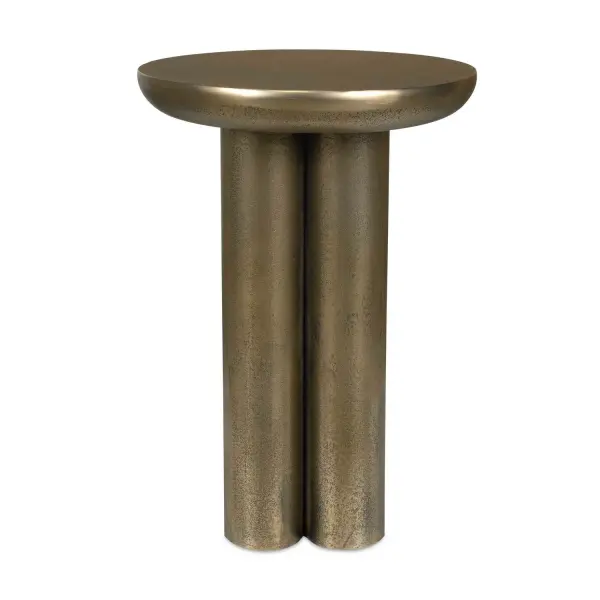 The Thorp Outdoor Accent Table, Crafted From Durable Aluminum With A Mottled Antique Brass Finish, Offers A Blend Of Modern Style And Rustic Charm. Its Unique Design And Weather-resistant Construction Make It An Ideal Addition To Contemporary Outdoor Spaces. Collection: Thorp Finish: Antique Brass Width: 15.00" Height: 22.00" Length: 15.00" Weight: 17.53 lb Material: Metal Country of Origin: India Safety Rating: Indoor/Outdoor