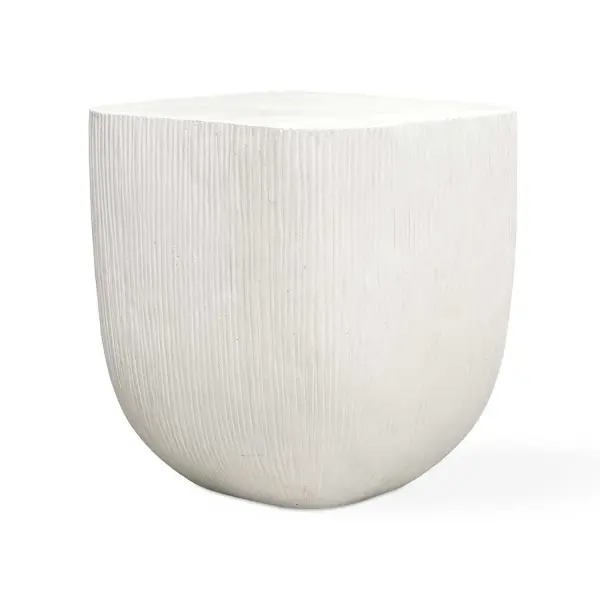 Designed For Outdoor Living, The Alma Side Table Is Crafted From Glass-reinforced Concrete In A Stylish Limestone Finish, With Durability And Weather Resistance In Mind. Collection: Alma Designer: David Frisch Finish: Warm Limestone Width: 18.00" Height: 20.00" Length: 18.00" Weight: 76.70 lb Material: Glass Fiber Reinforced Concrete Country of Origin: Indonesia Safety Rating: Indoor/Outdoor