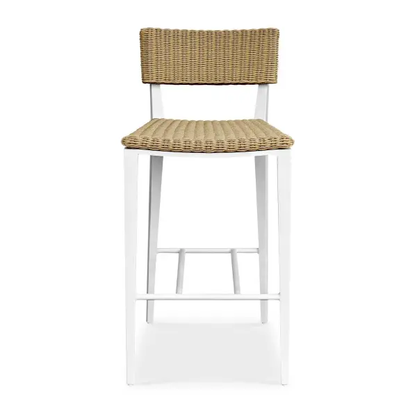 The Calbas Bar Stool Perfectly Blends Style And Comfort. The Crisp White, Powder Coated Aluminum Frame And Hand Wrapped, Honey Toned All-weather Wicker Create A Harmonious Look That Will Enhance Any Outdoor Setting. Collection: Calbas Designer: PIETRO MORUCCI Finish: White Width: 19.75" Height: 42.25" Length: 22.60" Weight: 18.20 lb Material: METAL ALUMINIUM WITH WICKER TWIST 3mm RIVIERA Country of Origin: Indonesia Safety Rating: Indoor/Outdoor