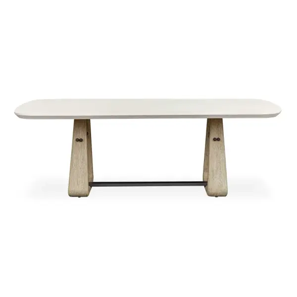 Stylish Al Fresco Dining Awaits With The Contemporary Circa Dining Table. A Durable Warm White GRC Tabletop Rests Upon Cerused Wheat Mahogany Legs With Striking Java Black Metal Accents. Solid Wood Will Continue To Move With Temperature And Humidity Changes, Which Can Result In Cracks And Uneven Surfaces, Adding To Its Authenticity And Character. Suitable For Both Indoor And Outdoor Use. Collection: Circa Designer: Matthew Williams Finish: Black Width: 87.00" Height: 30.00" Length: 42.00" Weight: 154.32 lb Material: Foamboard And Mahogani Wood Country of Origin: Indonesia Safety Rating: Indoor/Outdoor