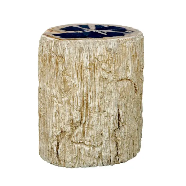 The Arco Accent Table Is Crafted From Natural Petrified Wood Top Inset Into A Warm White Base With Casted Tree Grain Side Texture. Suitable For Both Indoor And Outdoor Use. Collection: Arco Finish: Natural Width: 17.00" Height: 18.00" Length: 15.00" Weight: 39.46 lb Material: RESIN AND PETRIFIED WOOD Country of Origin: Indonesia Safety Rating: Indoor/Outdoor