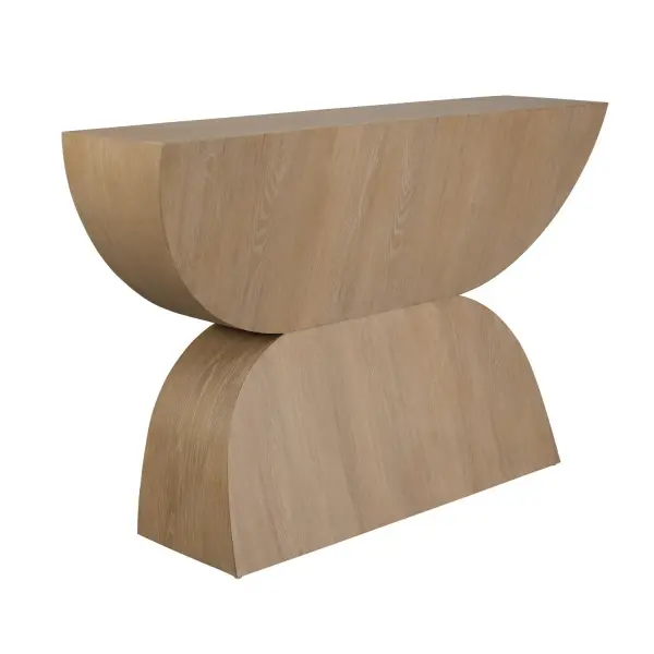 This Console Table, Crafted From Oak Veneer In A Light Natural Finish, Boasts A Striking Sculptural Silhouette. Collection: Ciano Designer: David Frisch Finish: Natural Width: 52.00" Height: 34.00" Length: 13.00" Weight: 91.30 lb Material: MDF OAK VENEER AND JAVAMIXWOOD Country of Origin: Indonesia Safety Rating: Indoor Only