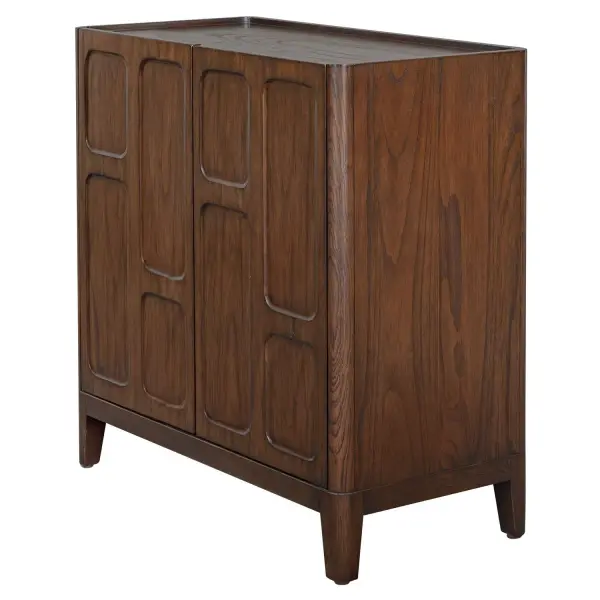 Crafted From Solid Mahogany Wood And Mahogany Veneer, This Two Door Cabinet Boasts A Rich Dark Walnut Finish. Its Striking Raised Panel Doors, Subtle Beveled Top, And Tapered Legs Create A Piece That Is Both Functional And Beautifully Designed. Collection: On The Block Designer: David Frisch Finish: Dark Walnut Width: 32.00" Height: 32.00" Length: 16.00" Weight: 75.00 lb Material: MDF MINDI VENEER & MAHOGANI VEENER WITH MAHOGANI WOOD Country of Origin: Indonesia Safety Rating: Indoor Only