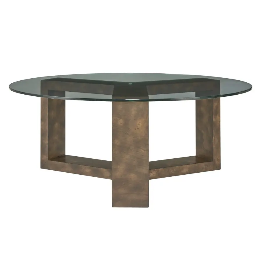 Ignis Round Coffee Table with Mappa Burl Veneer Frame