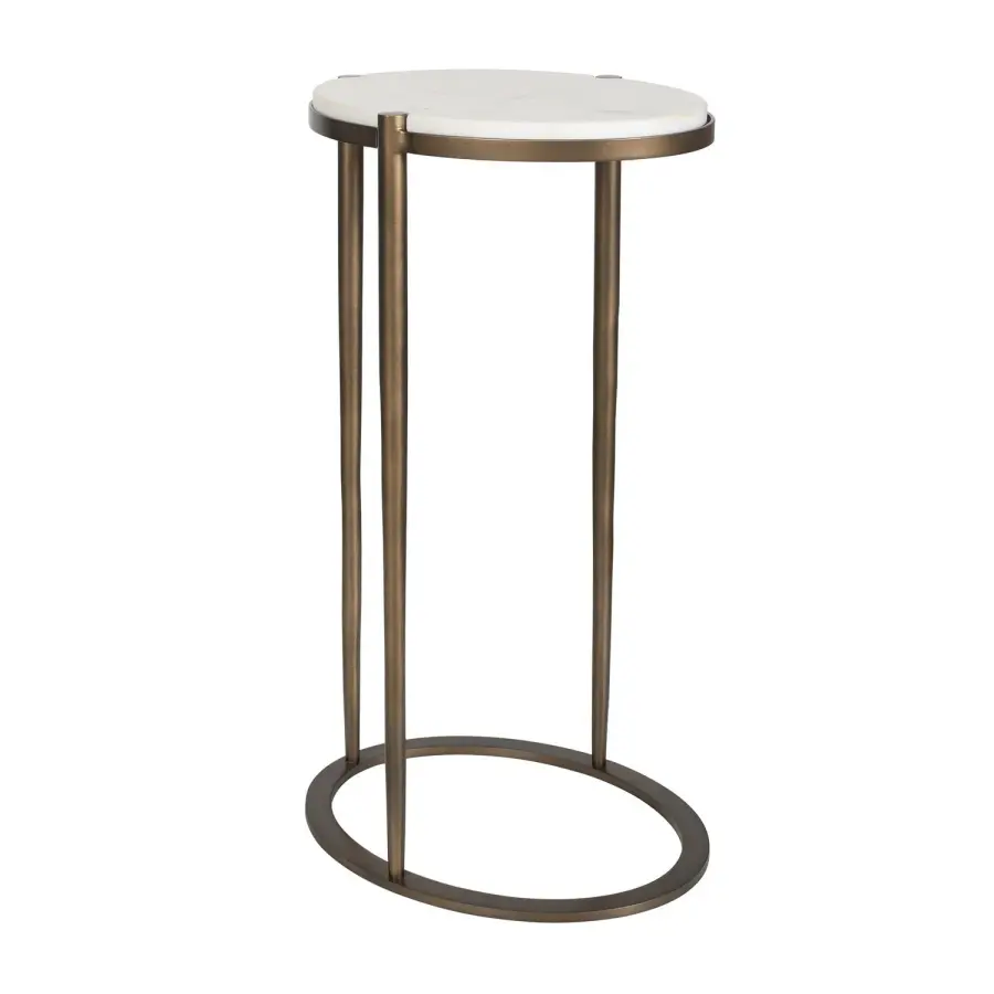 Mercier Round Marble-Top Accent Table in Sleek Bronze