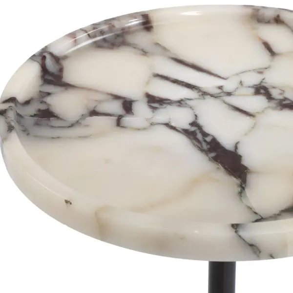 Brunson Features A Minimalist Dark Bronze Metal Stem, Elegantly Supporting A Round Tray Top And A Cylindrical Base. Both Base And Top Are Crafted From Stunning White Marble With Black And Tan Veining. Because Of The Natural Characteristics Of Marble, Each Piece Will Have Unique Veining Patterns. Collection: Brunson Designer: Renee Wightman Finish: Dark Bronze Width: 9.50" Height: 24.00" Length: 9.50" Weight: 17.33 lb Material: Metal,Marble Country of Origin: China Safety Rating: Indoor Only