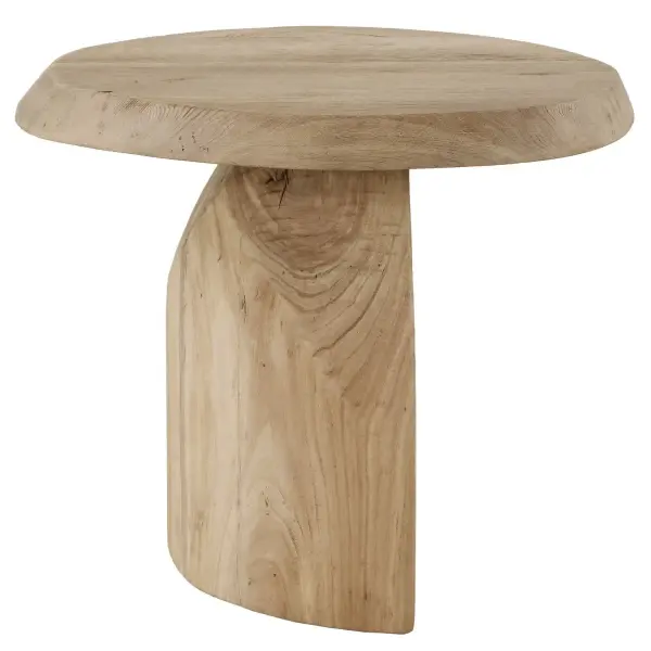 This Bold Side Table Is Crafted Entirely From Solid Reclaimed Oak Wood In A Warm, Natural Finish. The Thick, Smooth Oval Tabletop Sits Atop A Substantial, Sculptural Faceted Base, Creating A Striking, Grounded Silhouette. Solid Wood Will Continue To Move With Temperature And Humidity Changes, Which Can Result In Small Cracks And Uneven Surfaces, Adding To Its Authenticity And Character. Collection: Tiernan Designer: Matthew Williams Finish: Natural Width: 24.00" Height: 19.75" Length: 22.00" Weight: 54.00 lb Material: Reclaimed Oak Wood, Steel Country of Origin: China Safety Rating: Indoor Only