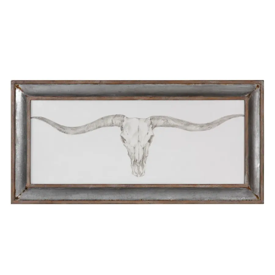 Western Skull Mount Wall Art in Barnwood