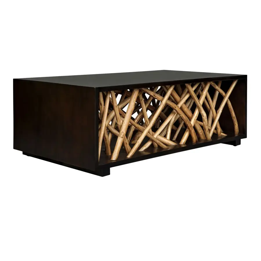 Teak Maze Coffee Table in Solid Mahogany