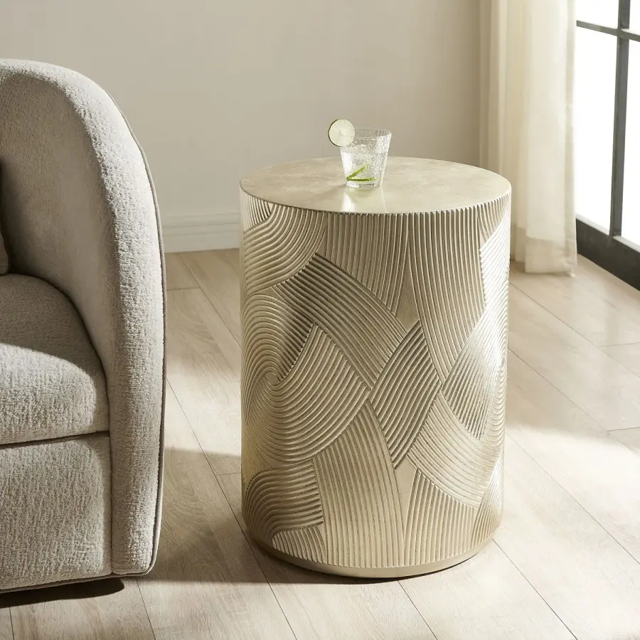 Cassandra Accent Table in Gold Leaf