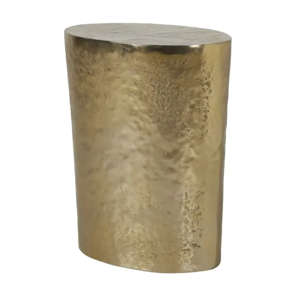 Cast Aluminum Accent Table In A Radiant Antique Brass Finish, Featuring A Hand-hammered Texture And Sleek Tapered Silhouette. Collection: Morroni Finish: Antique Brass Width: 18.00" Height: 21.00" Length: 12.00" Weight: 21.00 lb Material: ALUMINIUM Country of Origin: India Safety Rating: Indoor Only