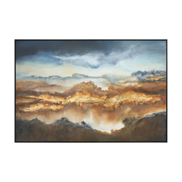 Valley Of Light Hand-Painted Wall Art in Matte Black Frame
