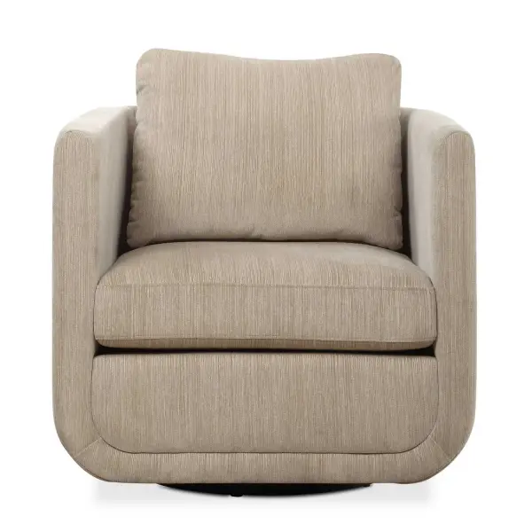 Curves Abound Creating Style And Ease, Featuring A Rounded Frame That Cradles The Base And Rests On A Hidden Swivel. Fully Upholstered In A Rich Textured Chenille In Porcelain. Collection: Abound Designer: Matthew Williams Finish: Textured Chenille Width: 29.60" Height: 26.50" Length: 32.00" Weight: 53.00 lb Material: Plywood, Hardwood, Fabric, Foam, Fiber, Hardware Country of Origin: China Safety Rating: Indoor Only