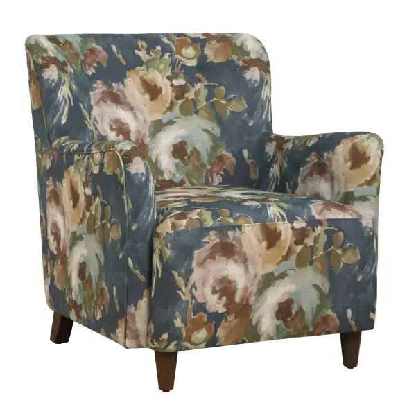 Combining Timeless Design With Artistic Flair, This Classic Armchair Is Upholstered In A Linen Blend Of Freshly Painted Watercolor Peonies Over A Slate Blue Ground. Resting On Solid Wood Tapered Legs Finished In Light Walnut. Collection: Lainey Finish: Solid Wood Width: 30.00" Height: 32.50" Length: 31.50" Weight: 46.41 lb Material: FOAM,PLYWOOD,FABRIC,OAK Country of Origin: China Safety Rating: Indoor Only
