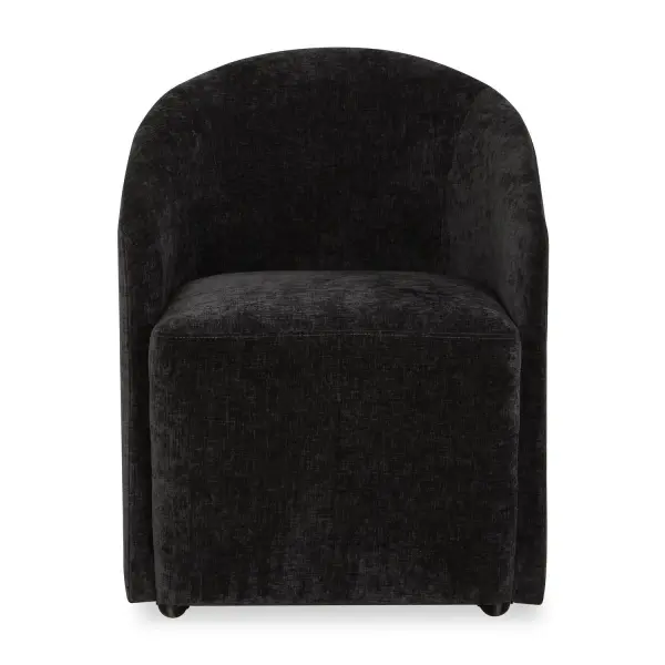 Make A Statement At Your Dining Table With The Harbor Dining Chair. Complete With Sumptuous Curves With Its Unique Barrel Back Design Encapsulating Its Seat, Complete With Rolling Casters For Ease Of Use. Fully Upholstered In A Charcoal Crosshatched Polyester Velvet. Seat Height Is 19". Collection: Harbor Designer: Matthew Williams Finish: Charcoal Crosshatched Width: 24.50" Height: 32.50" Length: 25.50" Weight: 53.04 lb Material: SOLID WOOD,PLYWOOD,FOAM,FABRIC,HARDWARE Country of Origin: China Safety Rating: Indoor Only