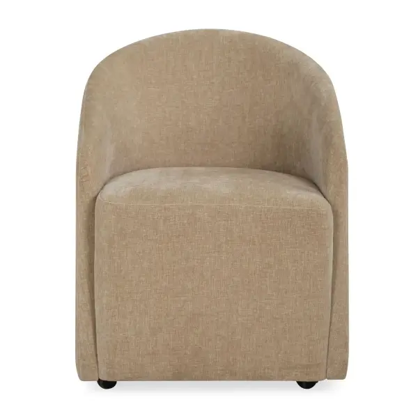 Make A Statement At Your Dining Table With The Harbor Dining Chair. Complete With Sumptuous Curves With Its Unique Barrel Back Design Encapsulating Its Seat, Complete With Rolling Casters For Ease Of Use. Fully Upholstered In A Flax Crosshatched Polyester Velvet. Seat Height Is 19". Collection: Harbor Designer: Matthew Williams Finish: Flax Crosshatched Width: 24.50" Height: 32.50" Length: 25.50" Weight: 53.05 lb Material: SOLID WOOD,PLYWOOD,FOAM,FABRIC,HARDWARE Country of Origin: China Safety Rating: Indoor Only
