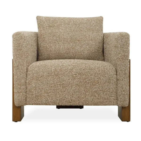 Three Solid Oak Legs With A Rich Walnut Finish Provide A Striking, Architectural Base For This Accent Chair. Fully Upholstered In Soft, Textural Boucle In Shades Of Warm Amber, Gray, And Cream. Collection: Halligan Finish: Rich Walnut Width: 32.70" Height: 25.20" Length: 32.30" Weight: 57.50 lb Material: FABRIC, FOAM,OAK WOOD Country of Origin: China Safety Rating: Indoor Only