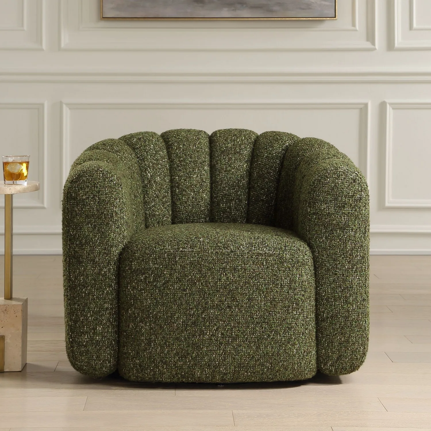 Lenoir Swivel Chair in Natural Boucle