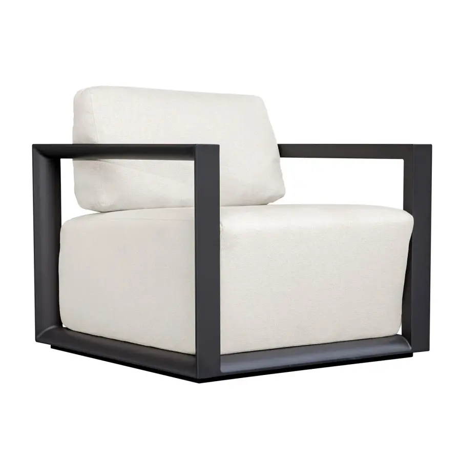 Remsen Outdoor Lounge Chair in Black with Cloud Dancer Cushion