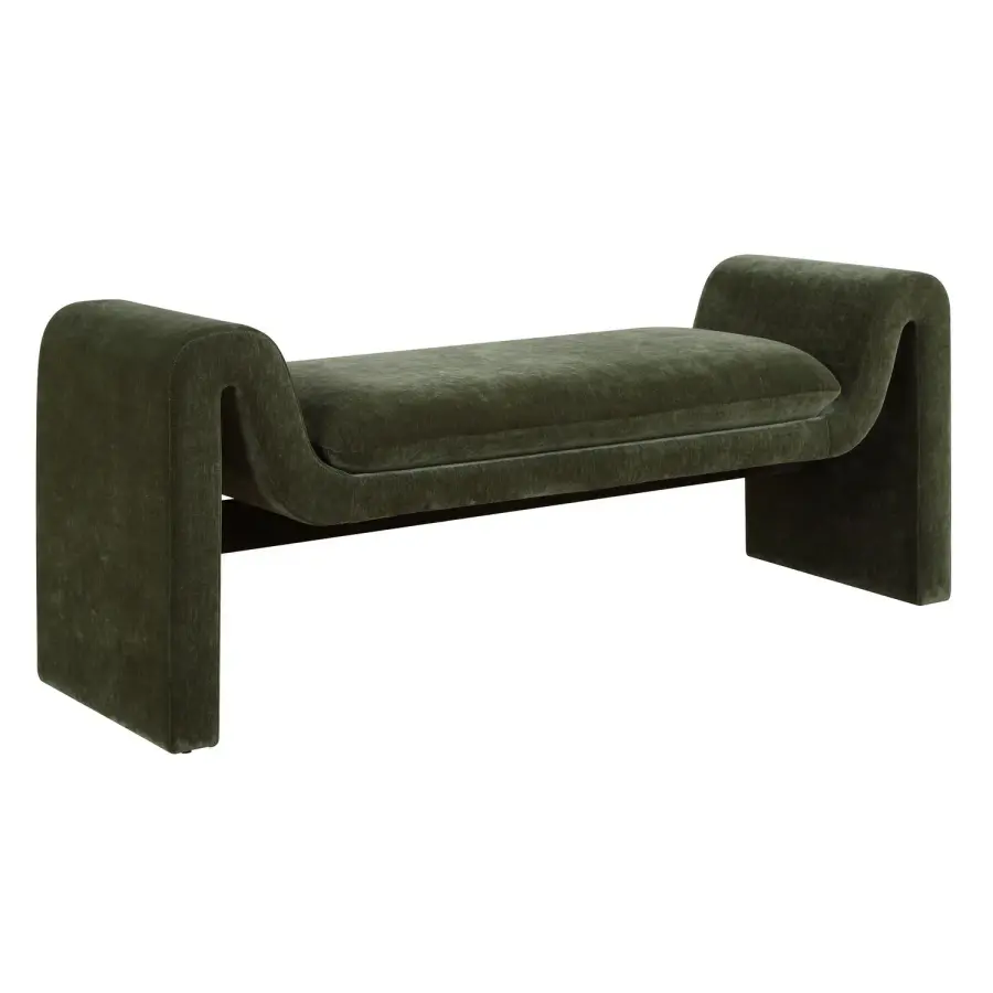 Manson Bench in Moss Distressed Velvet