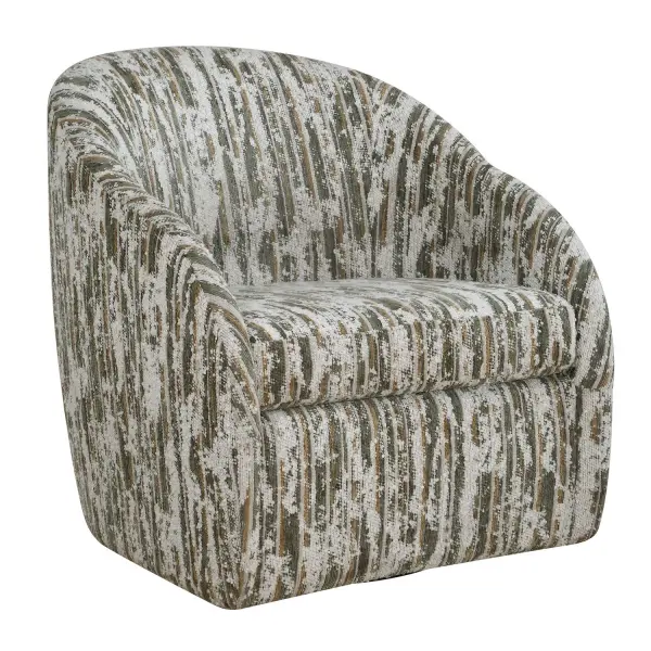 Wrapped In A Slubbed Boucle Polyester Of Moss Green, Caramel, And Ivory, The Mari Barrel Back Swivel Chair Showcases An Earthy, Multi-tonal Palette With Rich, Organic Texture. Collection: Mari Designer: Matthew Williams Finish: Green, Caramel, And Ivory Width: 29.00" Height: 32.00" Length: 31.50" Weight: 69.61 lb Material: PLYWOOD,HARDWOOD,FOAM,FABRIC,HARDWARE Country of Origin: China Safety Rating: Indoor Only