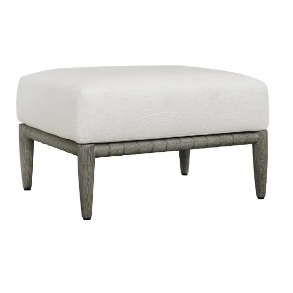 Crafted From Rich, Weathered Dark Gray Mahogany And Adorned With Hand Wrapped Charcoal Gray Rope Along The Sides, The Borneo Ottoman Offers A Touch Of Rustic Elegance. Oyster White Cushion In Solution Dyed Acrylic Fabric Provides A Comfortable Contrast To The Natural Wood And Woven Accents. Collection: Borneo Finish: Natural Wood Width: 26.00" Height: 17.75" Length: 21.00" Weight: 11.46 lb Material: Mahogani Wood And Fabric Crescent Cloud Dancer Country of Origin: Indonesia Safety Rating: Indoor/Outdoor