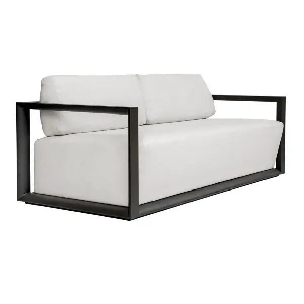 Remsen Outdoor Sofa in Black with Oyster White Cushions