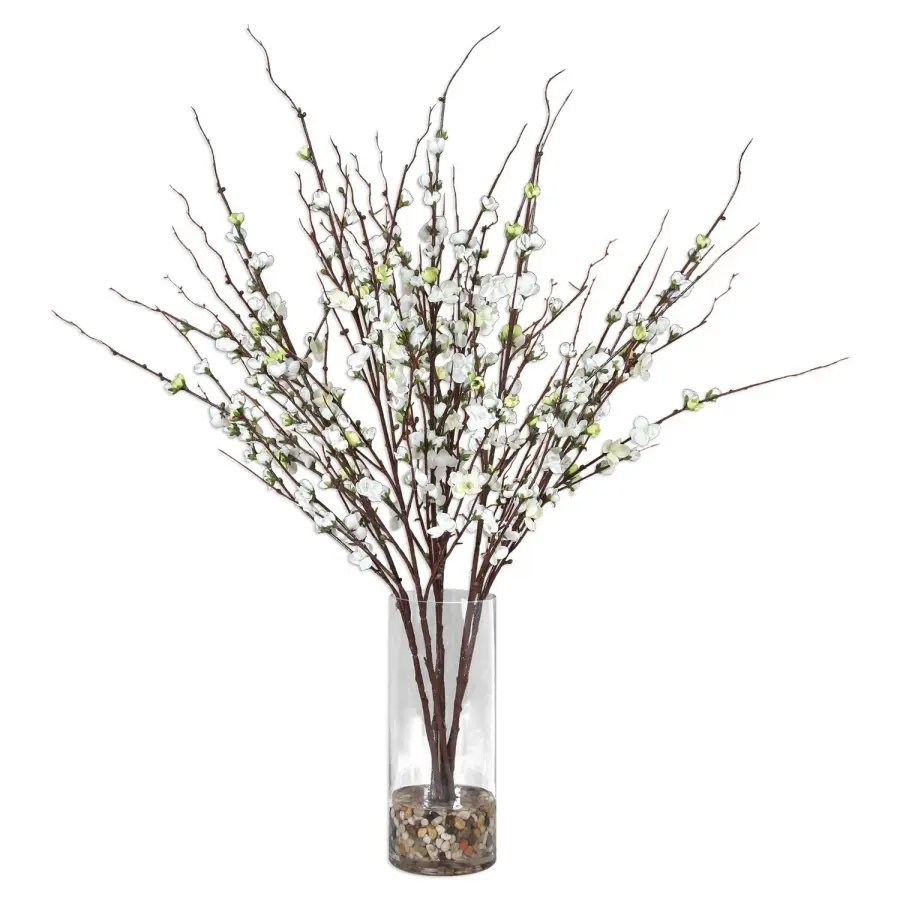 Uttermost Quince Blossoms Silk Centerpiece in Natural Rocks