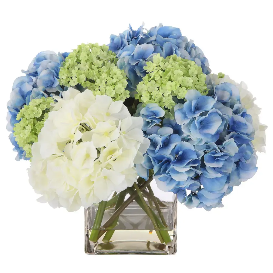 Providence Hydrangea Artificial Flower Arrangement in Faux Water