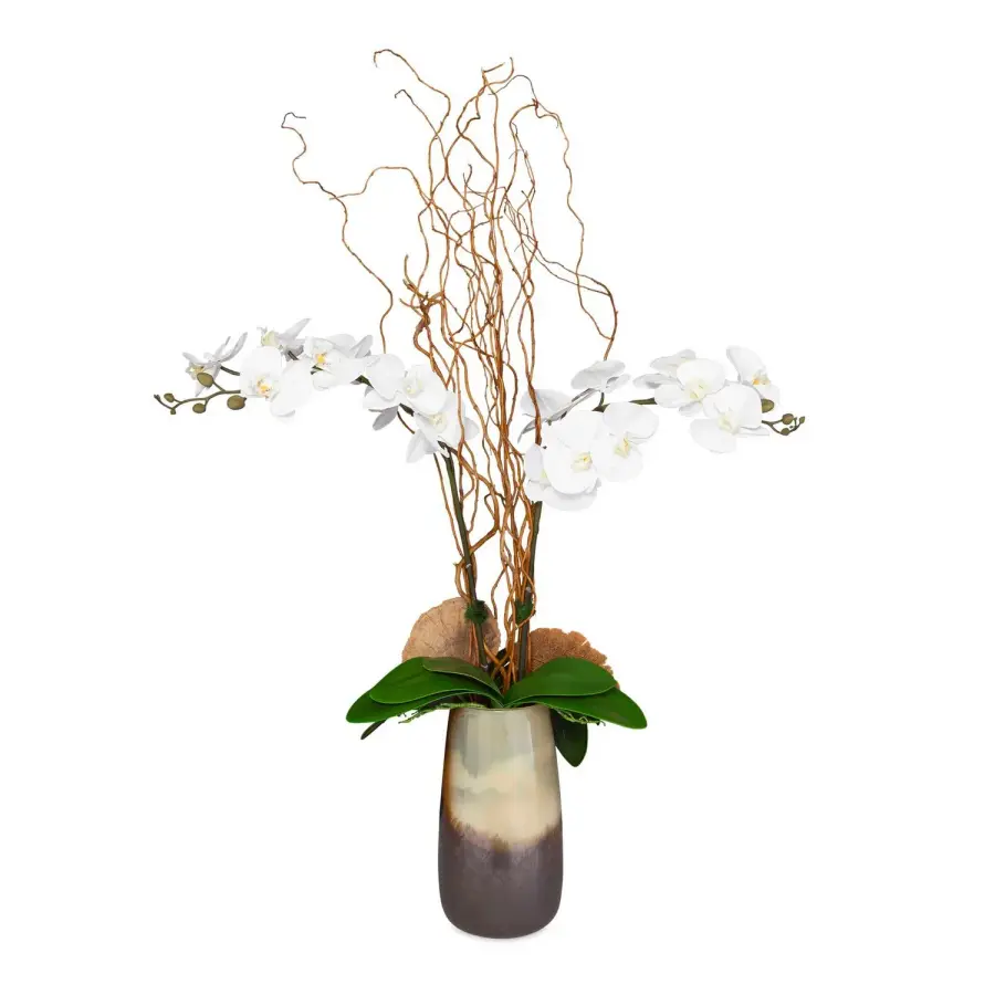 Uttermost Earthbound Orchid Faux Orchid Arrangement with Glass Vase